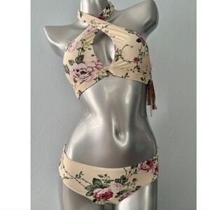 ANTONIO MELANI Cream Floral Crisscross Bikini